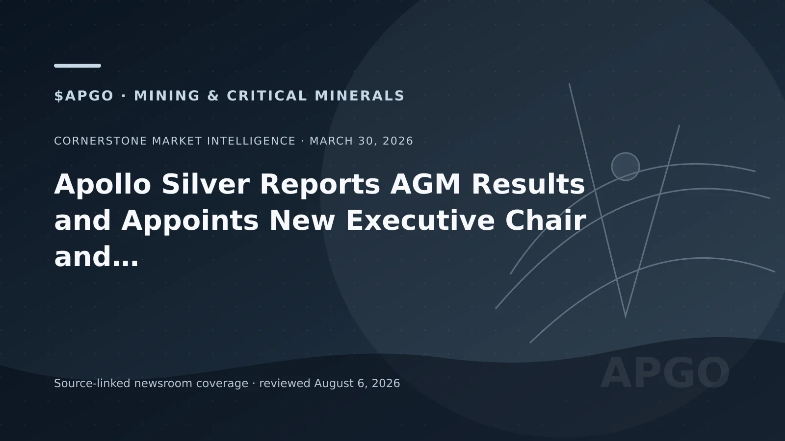 Editorial boardroom and silver-market graphic for Apollo Silver's 2026 AGM results