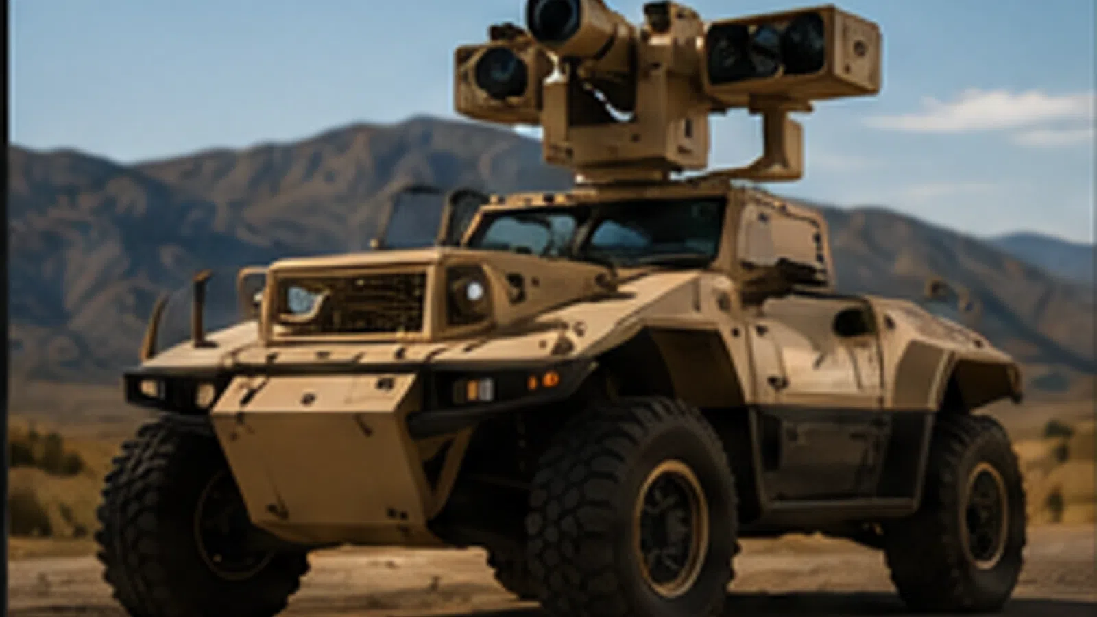 Military vehicle and sensor system representing Kratos defense-hardware production work