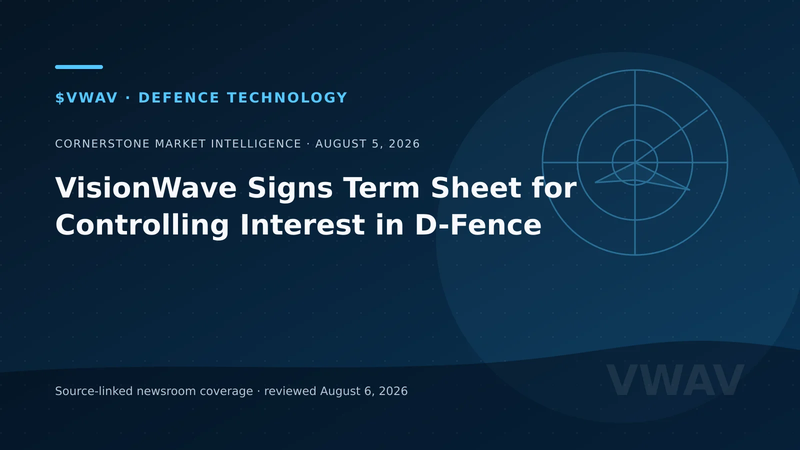 Editorial defence-security graphic representing VisionWave's proposed D-Fence transaction